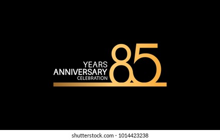 85 years anniversary logotype with single line golden and silver color for celebration