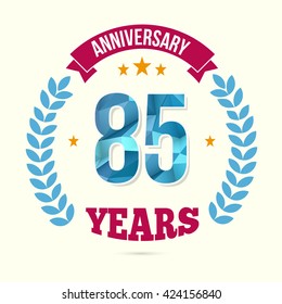 85 Years Anniversary with Low Poly Design and Laurel Ornaments