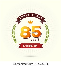 85 Years Anniversary with Low Poly Design and Laurel Ornaments