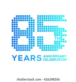 85 years anniversary with a pixels digital,technology logo