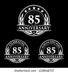 85 years anniversary set. 85th celebration logo collection. Vector and 