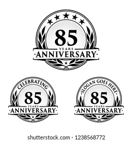 85 years anniversary set. 85th celebration logo collection. Vector and 