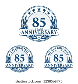 85 years anniversary set. 85th celebration logo collection. Vector and 