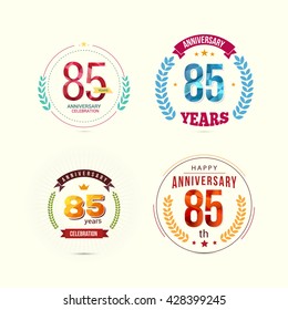 85 Years Anniversary Set with Low Poly Design and Laurel Ornaments