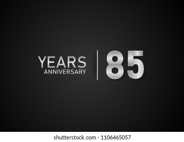85 years anniversary silver design for celebration event isolated on black background