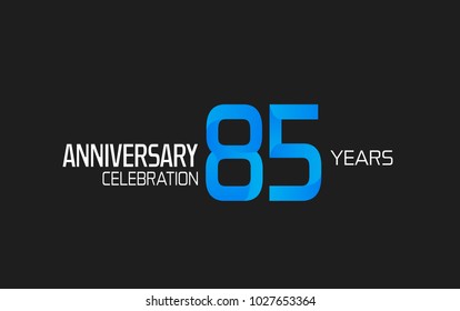 85 years anniversary simple design with blue and white color for celebration event