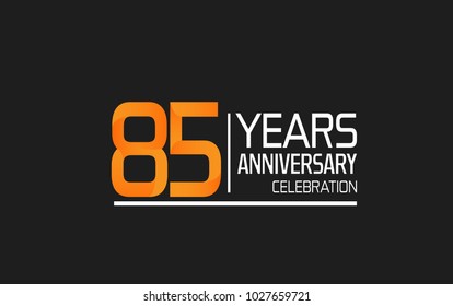 85 years anniversary simple design celebration with orange color and white isolated on black background
