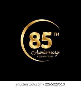 85 years anniversary. Anniversary template design concept with golden number , design for event, invitation card, greeting card, banner, poster, flyer, book cover and print. Vector Eps10