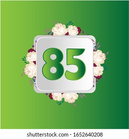 85 años. Tarjeta de saludo decorativa floral para celebración