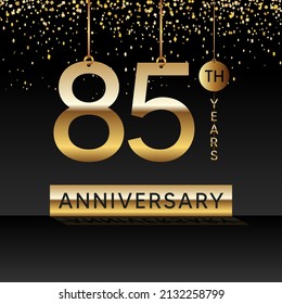 85 years anniversary, vector design for anniversary celebration with gold color on black background, simple and luxury design. logo vector template