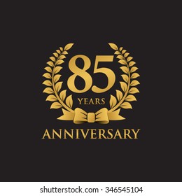 85 years anniversary wreath ribbon logo black background