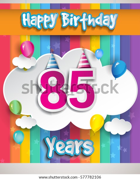 85 Years Birthday Celebration Balloons Clouds Stock Vector (Royalty ...