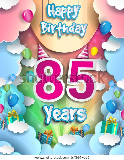 85 Years Birthday Celebration Design Greeting Stock Vector (Royalty ...