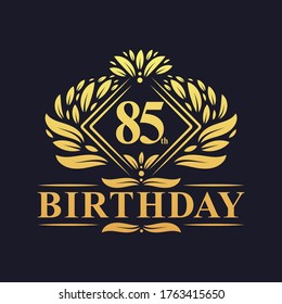 85 years Birthday Logo, Luxury Golden 85th Birthday Celebration.