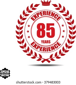 85 years experience Label, Sticker or Icon Isolated on White Background.vector illustration