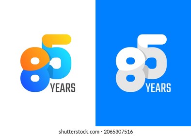85 years simple anniversary logo design. Minimal celebration number with gradient color and white. Minimalist birthday vector