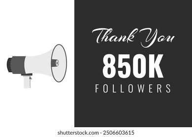 850000 OR 850k followers celebration. Thank you 850000 followers congratulation template banner. banner for social 850k friends and followers. celebrate subscribers and followers.
