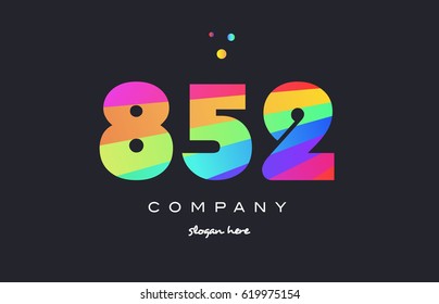852 creative color green orange blue magenta pink number digit company logo vector icon spectrum