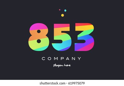853 creative color green orange blue magenta pink number digit company logo vector icon spectrum