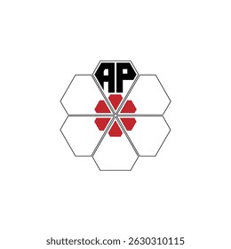 859 diamond shape alphabet letter pentagon geometric educational learning flower logo A P