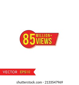 El diseño de fondo de la celebración se ve en el 85M. 85 millones de visitas. Celebración creativa visualiza placas de diseño tipográfico.elementos gráficos de promoción abstracta ilustración vectorial.