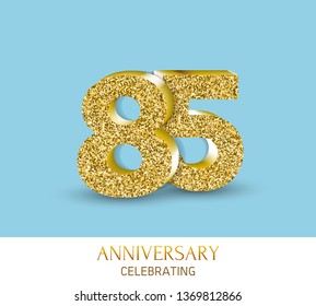 85th anniversary card template with 3d gold colored elements. Can be used with any background.