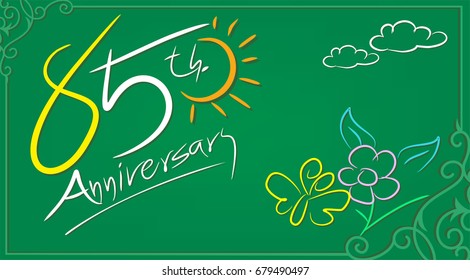 85th Anniversary celebrate illustration design by Real flowers with precious paper cut . For your unique anniversary background, invitation, card, birthday, celebration party of the years