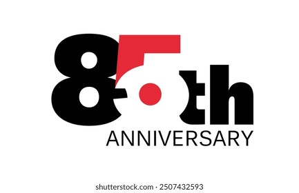 85th anniversary celebration label, eighty five years jubilee congratulation card vector template, happy birthday sign, event invitation