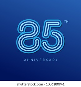 85th anniversary celebration logotype. anniversary logo with blue line color isolated on dark blue background, vector design for celebration, invitation card, and greeting card