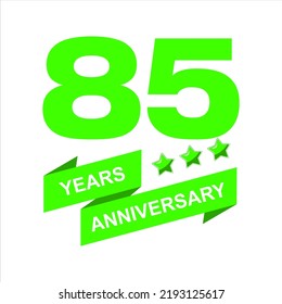 85. Jubiläum Fest Vektor Vorlage, helles kreatives 85. Geburtstag Logo Design mit schönem Band. Vektor eps10