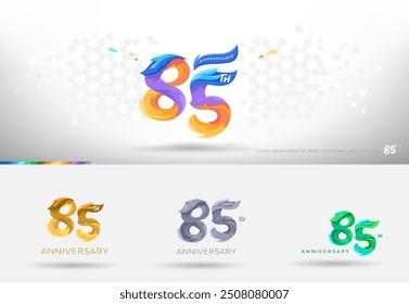 85th Anniversary design logo. Modern colorful style. cheerful number celebration with color variation