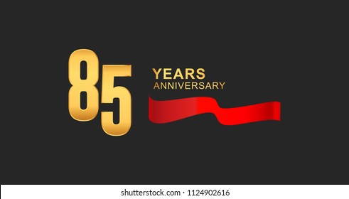 85th anniversary design logotype golden color with red ribbon elegant design for anniversary celebration