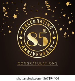85th anniversary golden ring logo on brown background.