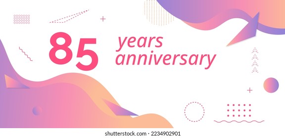85th anniversary logo, birthday celebration. Vector design with colorful geometric background and circles shape.
