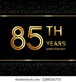 85th anniversary logo design with double line concept. Line Art style. Golden number logo. Vector Template Illustration