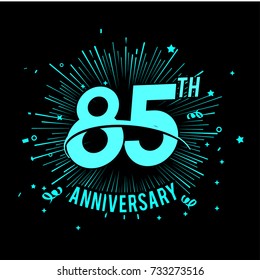 85th anniversary logo with firework background. glow in the dark design concept