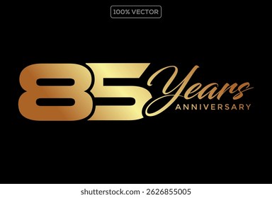 85th anniversary logo gold color on black background for celebration. Vector decorative design