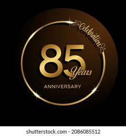 85th anniversary logo. Golden anniversary celebration emblem design for booklet, leaflet, magazine, brochure poster, web, invitation or greeting card. Ring vector illustrations. EPS 10