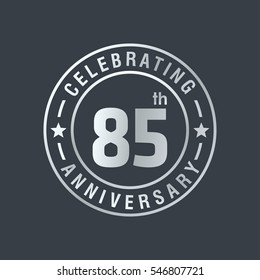85th anniversary logo, vector celebration design with ring on grey background.