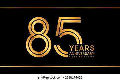 85th Anniversary logotype. Anniversary Celebration template design with gold color for celebration event, invitation, greeting card, flyer, banner, web template, double line logo, vector illustration