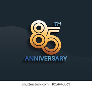 85th anniversary logotype with multiple line golden color isolated on dark blue background for celebration