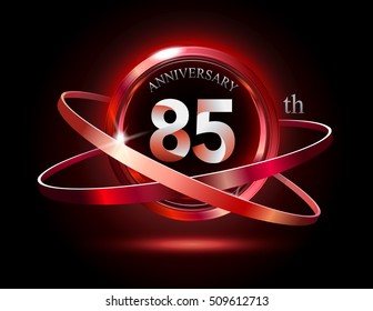 85th anniversary with shiny red ring on black background
