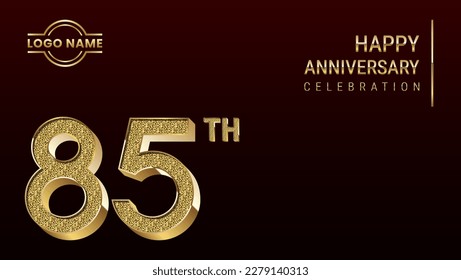 85th Anniversary template design concept with golden number. Vector Template