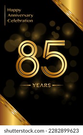 Diseño de plantilla de 85º aniversario con números de doble línea. Plantilla de aniversario de oro. Vector