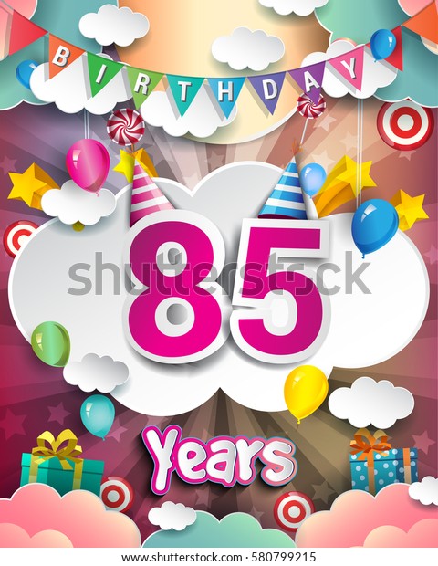 85th Birthday Celebration Greeting Card Design Stock Vector (Royalty ...