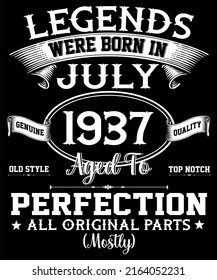 85th Birthday Vintage Legends Were Born In July 1937 75 Years Old