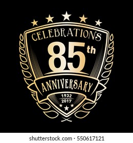 85th Shield Anniversary logo. Vector and illustration. 85 years logo. 