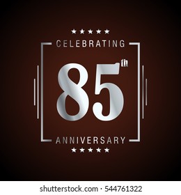 85th Silver anniversary logo, laurel wreath isolated on brown background, vector design