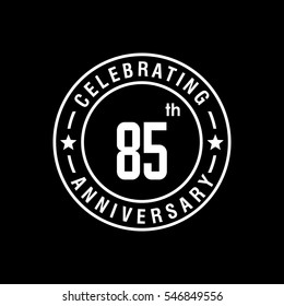 85th  white anniversary logo, vector celebration design with circle on black background.