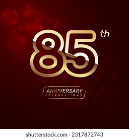 85th year anniversary logo design with a double line concept in gold color